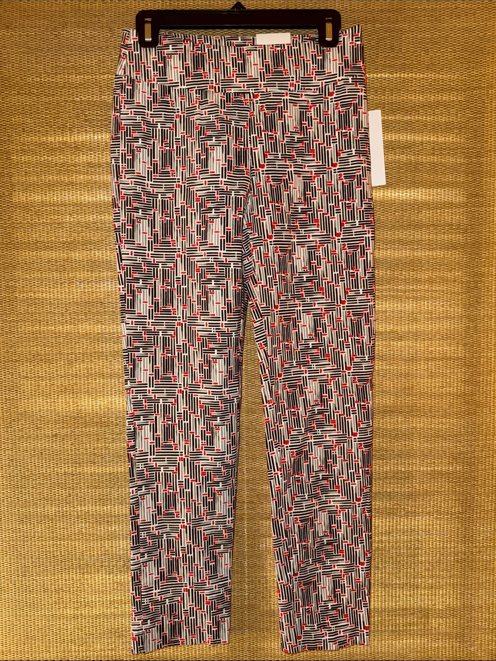Jules & Leopold Black, White & Red Geometric Slim Pants